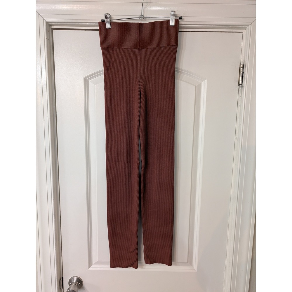 Lovers +‎ Friends Ribbed Knit High Waisted Pants Terracotta Brown XS lounge wear